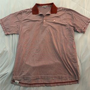 Peter Millar Striped Polo Shirt Men’s Large Red White Cotton Short Sleeve